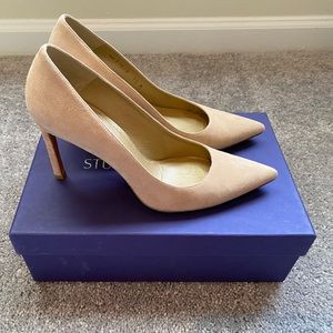 Stuart Weitzman Nude Suede Heist Heels 7.5